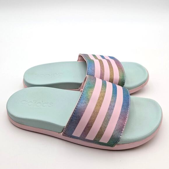 Adidas Adilette Comfort Sport Slide Sandals Kids Mint/Clear Pink Size US1 EU33 - Picture 3 of 12